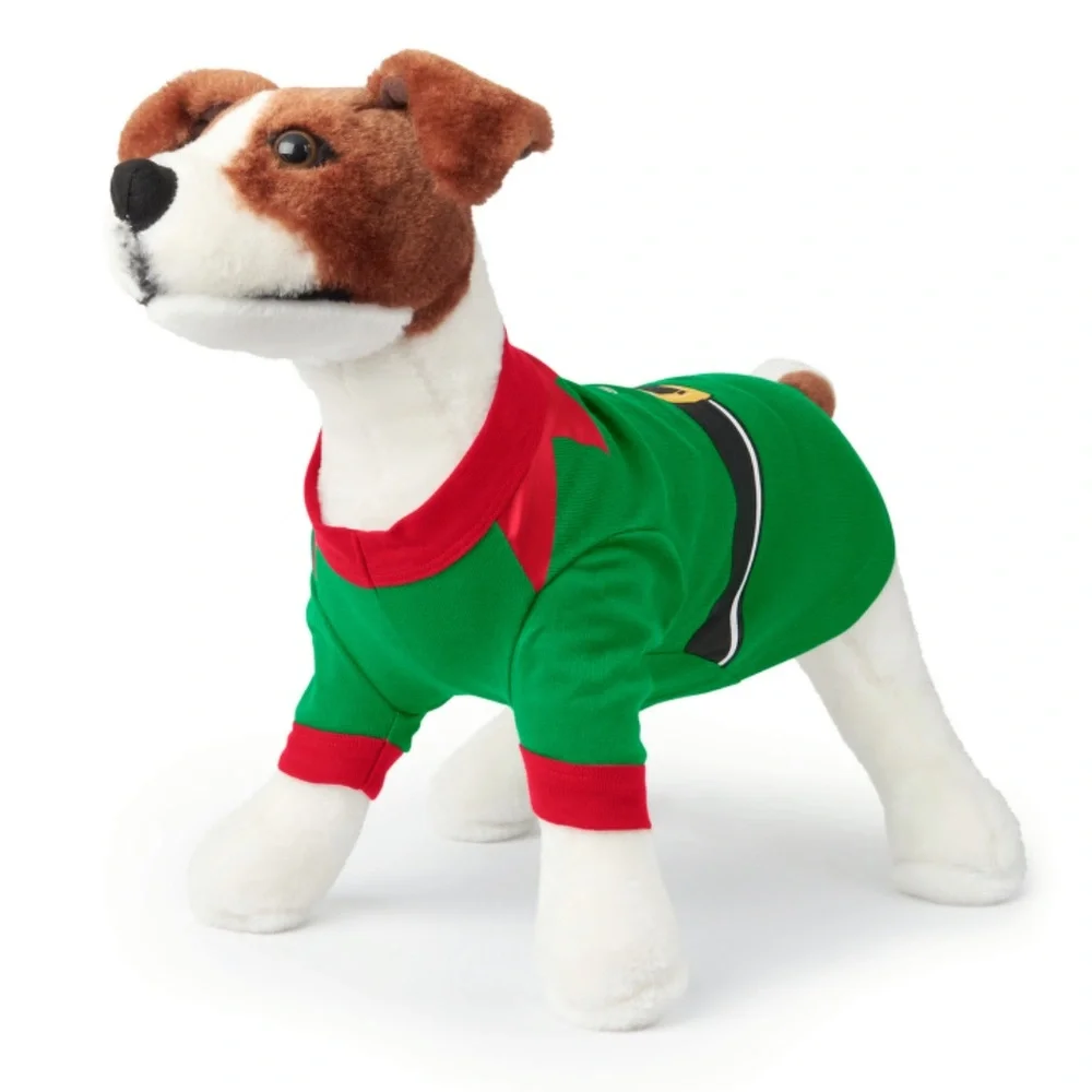 Dog Christmas Elf Helper Shirt Pajamas nwt